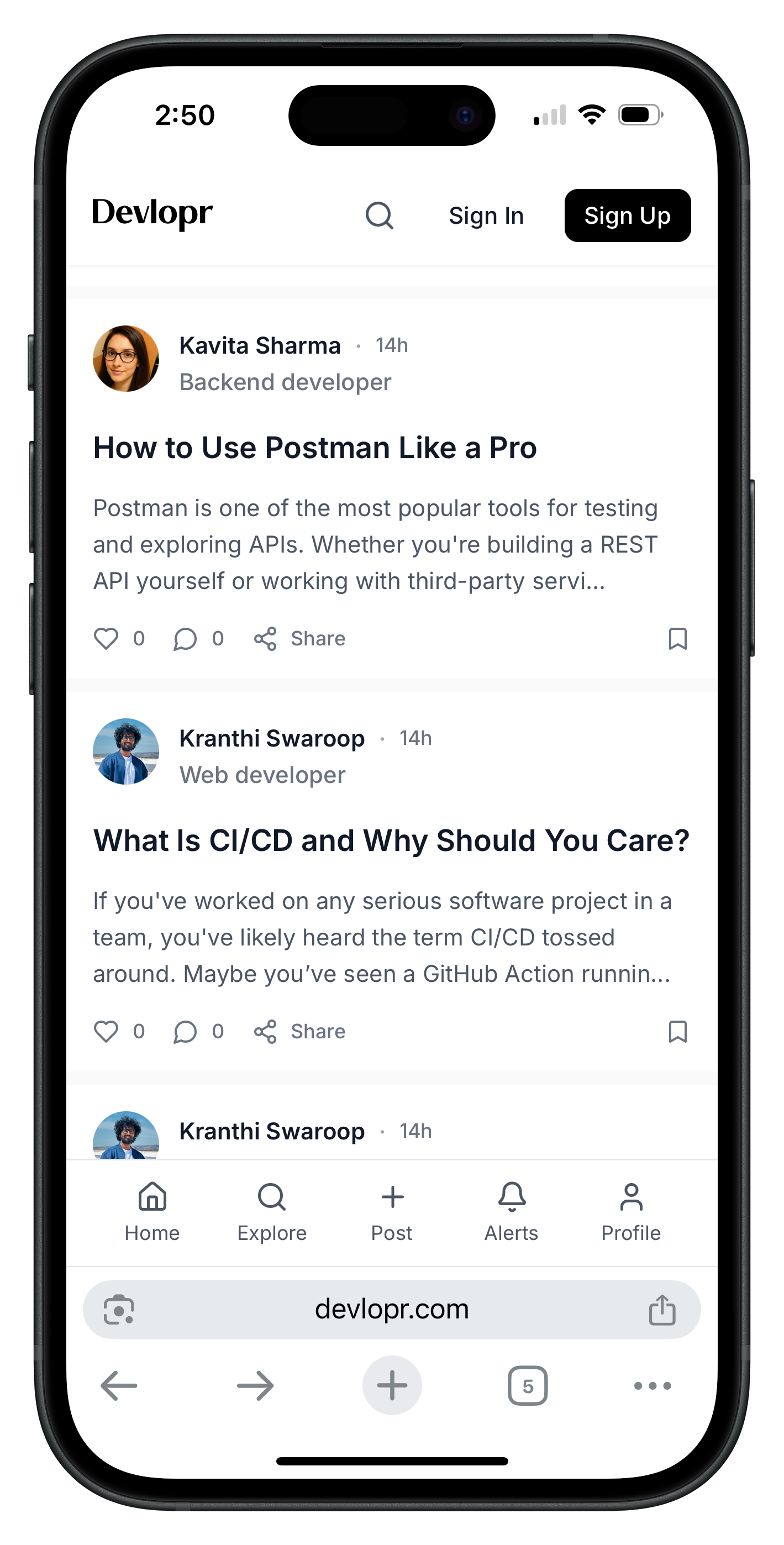 Devlopr.com - Social network for web developers